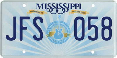 MS license plate JFS058