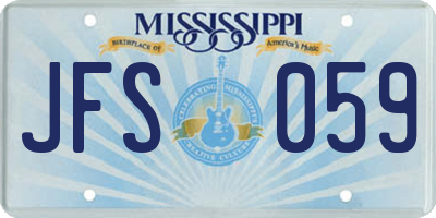 MS license plate JFS059