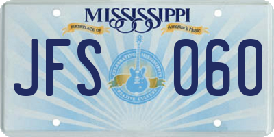 MS license plate JFS060