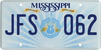 MS license plate JFS062