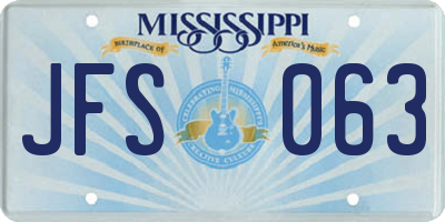 MS license plate JFS063