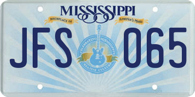 MS license plate JFS065