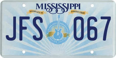 MS license plate JFS067