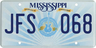 MS license plate JFS068