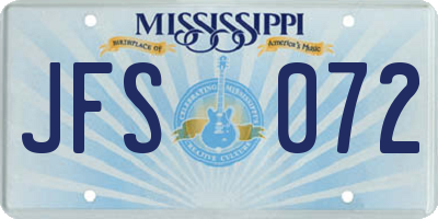 MS license plate JFS072