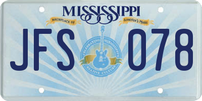 MS license plate JFS078
