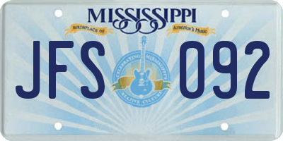 MS license plate JFS092