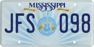 MS license plate JFS098