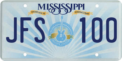 MS license plate JFS100