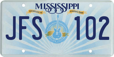 MS license plate JFS102