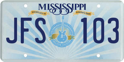 MS license plate JFS103