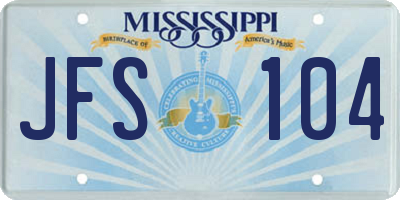 MS license plate JFS104