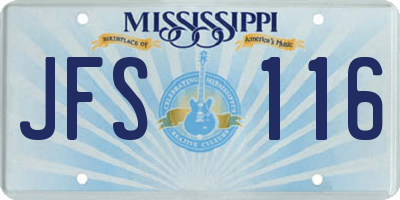 MS license plate JFS116