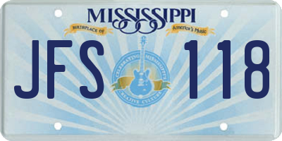 MS license plate JFS118