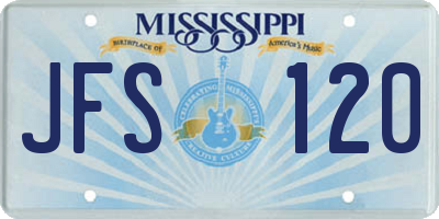 MS license plate JFS120
