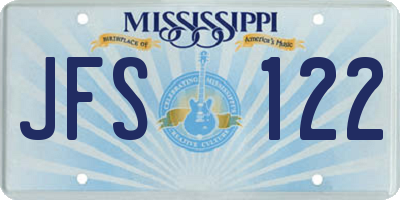 MS license plate JFS122