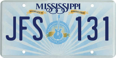 MS license plate JFS131