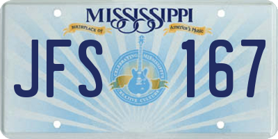 MS license plate JFS167