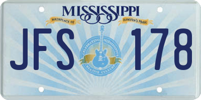 MS license plate JFS178