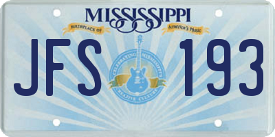 MS license plate JFS193