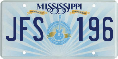 MS license plate JFS196