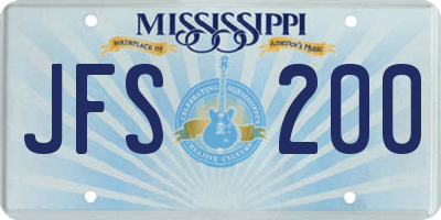 MS license plate JFS200