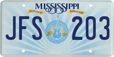 MS license plate JFS203