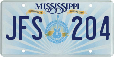 MS license plate JFS204