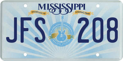 MS license plate JFS208