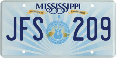 MS license plate JFS209