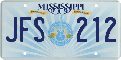 MS license plate JFS212