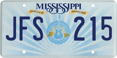 MS license plate JFS215