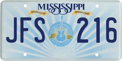 MS license plate JFS216