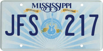 MS license plate JFS217