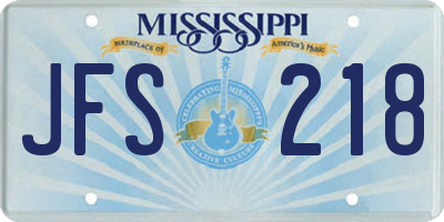MS license plate JFS218