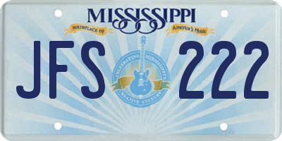 MS license plate JFS222