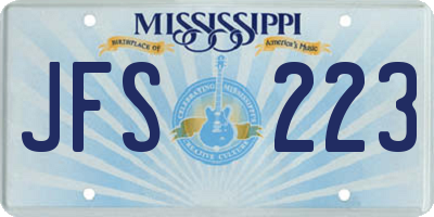 MS license plate JFS223