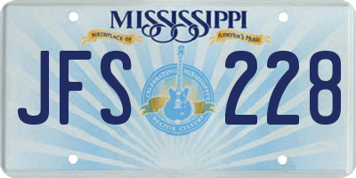 MS license plate JFS228