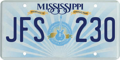 MS license plate JFS230