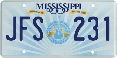 MS license plate JFS231