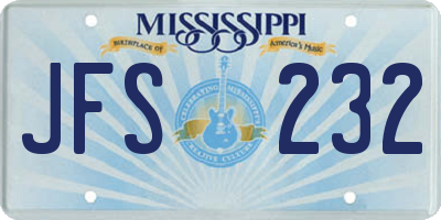 MS license plate JFS232