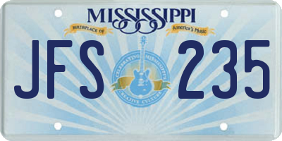 MS license plate JFS235