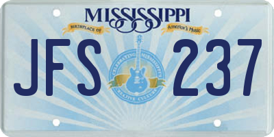 MS license plate JFS237