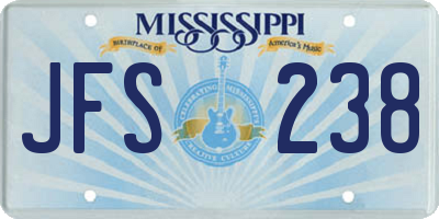 MS license plate JFS238