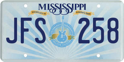 MS license plate JFS258