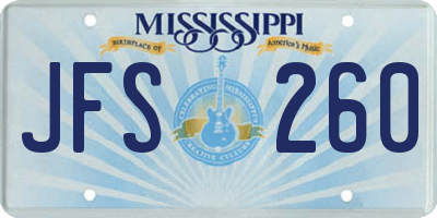 MS license plate JFS260