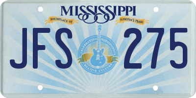 MS license plate JFS275