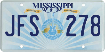 MS license plate JFS278