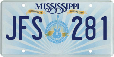 MS license plate JFS281