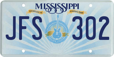 MS license plate JFS302